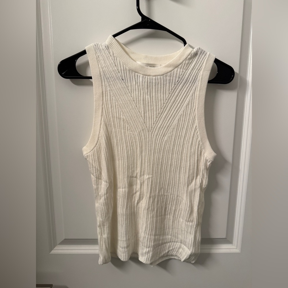 Cream Ribbed Knit Tank Top - Picture 2 of 2